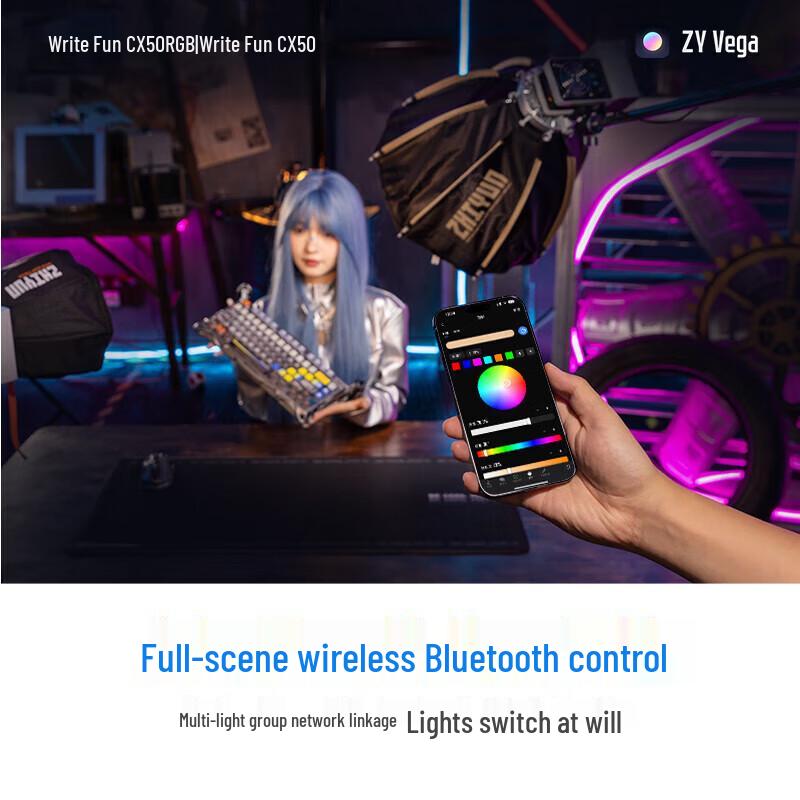 ZHIYUN CX50RGB Portable Bi-Color Full-Color LED Video Light
