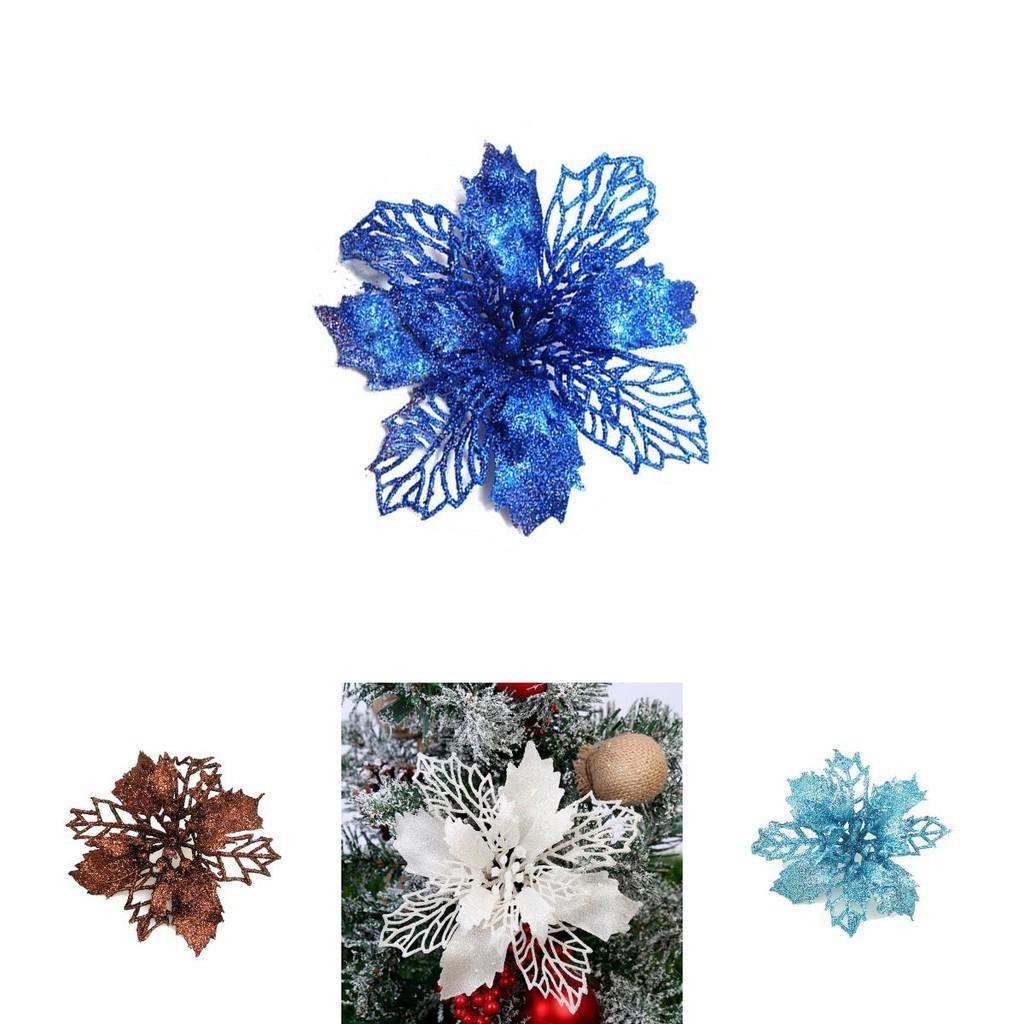 Sparkling Glitter Artificial Flowers For Stunning Christmas Tree Decorations