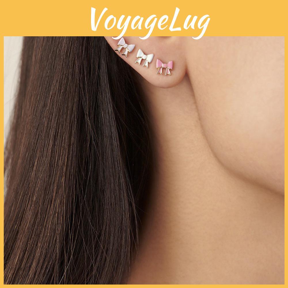 Elegantes Legierungs-Mini-Steckohrringe-Set Schlichte Eleganz Für Frauen Mit Schleifen-Design