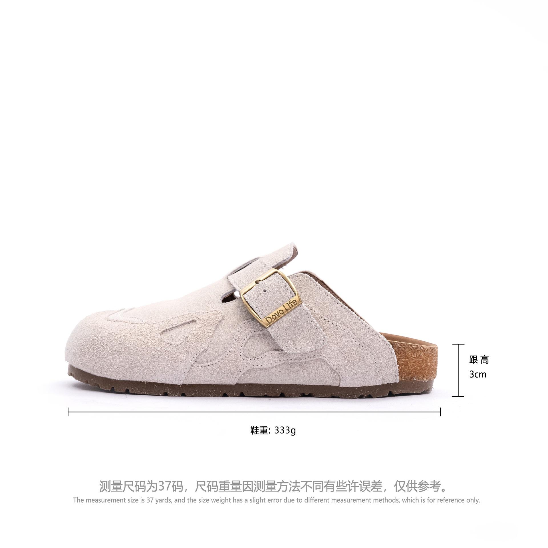 

Soft leather version~ Baotou wearing half slippers women s 2025 spring new cork Boken single shoes one foot lazy shoes 40