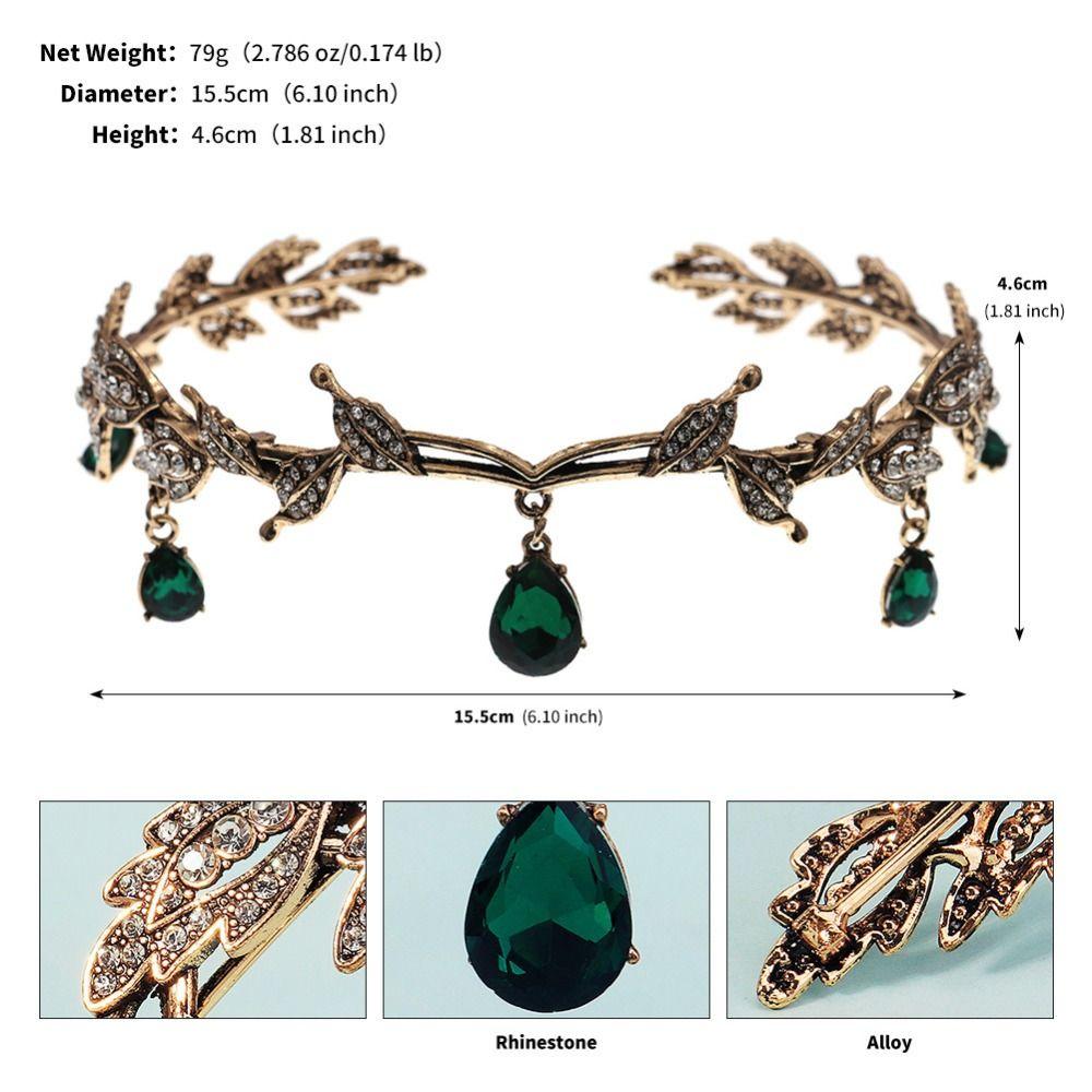 Liście Elficka Tiara Tiara z Cyrkoniami Bandana Styl Vintage Korona Wróżki Kobiety