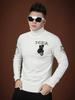 European Trendy Brand Men's Long-Sleeved Knitwear 2025 Autumn and Winter New Style Bear Print Turtleneck Sweater Men's Top