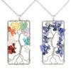 Collier Arbre de Vie en Améthyste Naturelle - Pendentif Rectangulaire Enveloppé Richesse