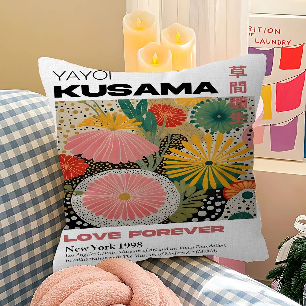 

Yayoi Kusama Art Exhibition Art Pillow Case Cushion Cover Throw Pillow Case For Christmas Gift 40x40cm 45x45cm 12x12Inch
