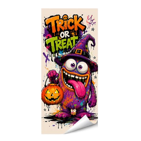 Black Cat Bat Owl Pattern Halloween Trash Can Sticker, Spooky Pumpkin Ghost Wheelie Bin Decal, Easy Apply Mural Waterproof Outdoor Garbage Sticker