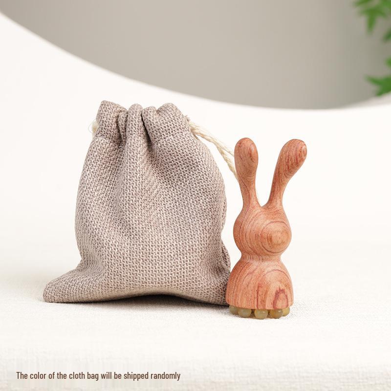 Natürlicher Grüner Sandelholz Kaninchenauge Massager & Lotus Samen Gesicht Akupunkturpunkt Stick