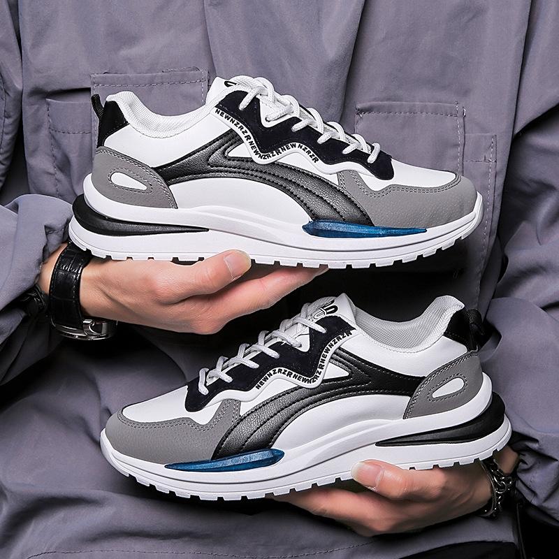 Shoes Men Leather Sport Sneakers Platform Sole Hard Wearing Zapatillas Casual Lace up Walking Running Vulcanized Shoes Summer