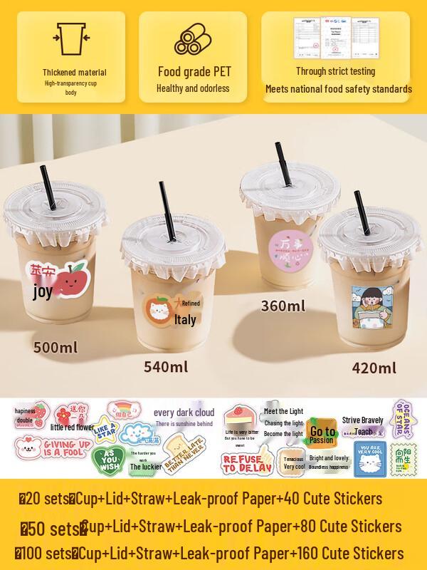 Disposable PET Plastic Drink Cups with Lids