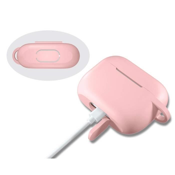 AirPods Case - Phonillico - Pink Silicone Cover - Shockproof Protection - Dust Plug - Carabiner