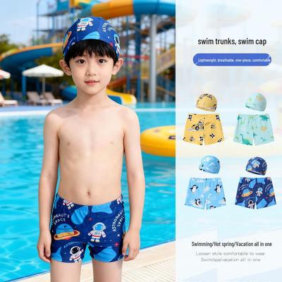 Kinder Cartoon Badeanzug Set: Kleinkind Badehose & Mütze für den Strand