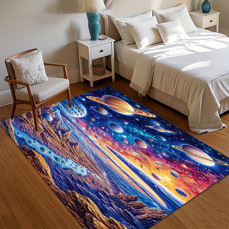 

Starry Sky & Planet Pattern Rug Anti-slip Floor Mat Oil Painting Style Carpet for Living Room Kids Bedroom Entryway Home Decor 40x60cm