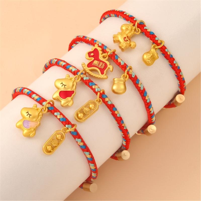 Entzückender Cartoon-Pferdeanhänger an geflochtenem Armband Ideal für den täglichen Gebrauch Layering Vielseitiges stilvolles Accessoire