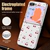Cherry Fruits Print Case For Samsung Z Flip 8 7 6 5 Luxury Plating Leather Skin Folding Phone Cover For Galaxy Z Flip8 Flip7 Flip6