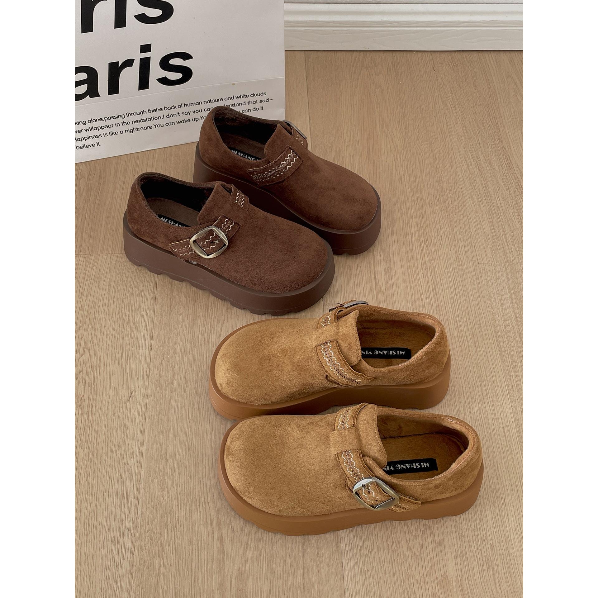 

Queen Fan Brown Fleece All-Inclusive Birkenstocks Women s Warm Outer Wear Non-slip Cotton Shoes 40 верблюд