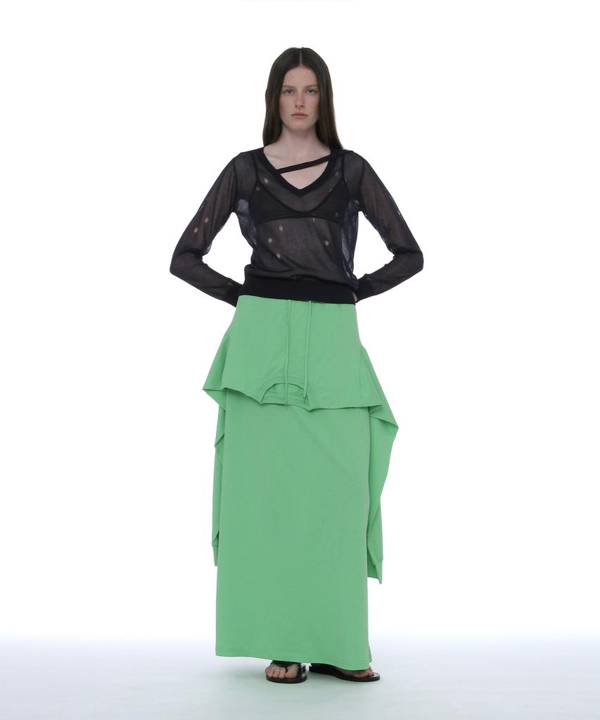 Partimento Woman Deconstructed Tee Maxi Skirt_Neon Green