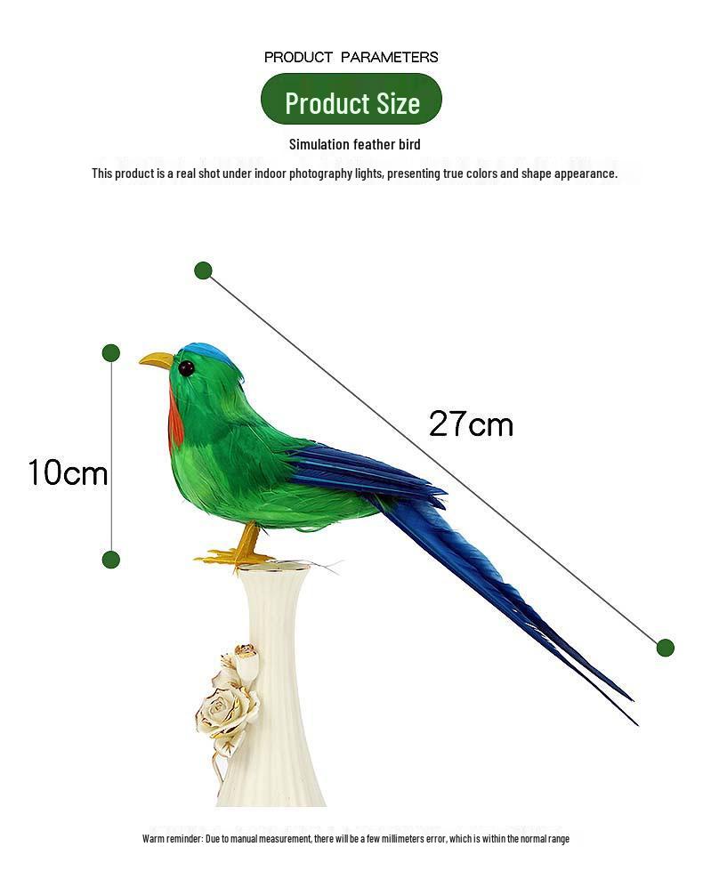 Neidische Porzellan-Papageienfigur mit Federn: Kleines Vogelmodell zur Dekoration für Haus und Garten