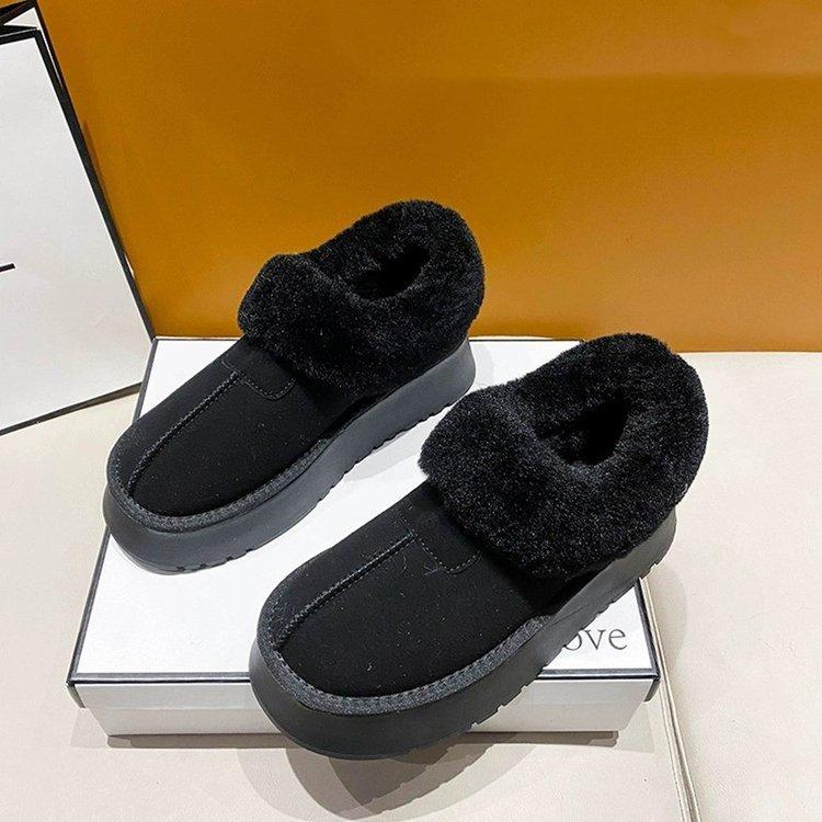 Thick-soled Snow Boots Women's Velvet Thickened Warm Winter Women's Shoes 2025 New Fluffy Shoes Bread Shoes Low-top Cotton Shoes