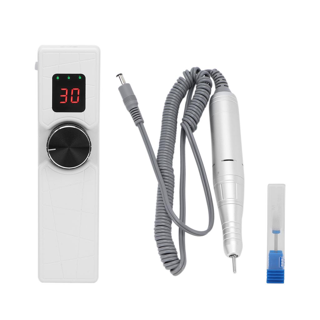 30000RPM USB Charging Electric Nail Drill Machine Portable Nail Grinding Polisher (White)