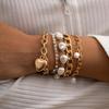 Europe, America, special-shaped imitation pearl retro baroque bracelet, femininity slightly inlaid love set bracelet