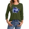 Dames casual top met zevenpuntige mouwen en print, ronde hals.