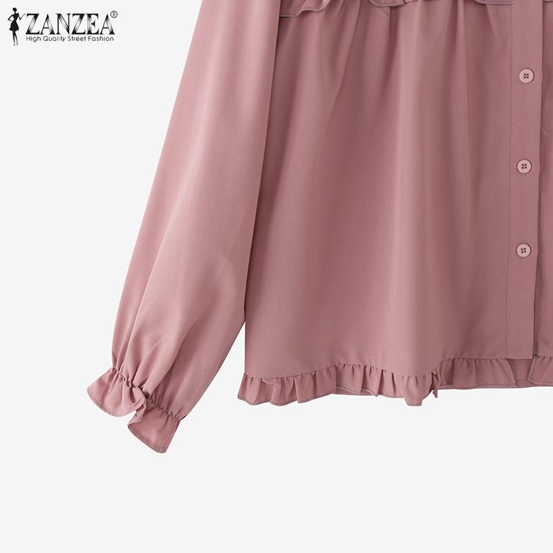 ZANZEA Dámská ležérní halenka s dlouhým rukávem s dlouhým rukávem, patchworková halenka