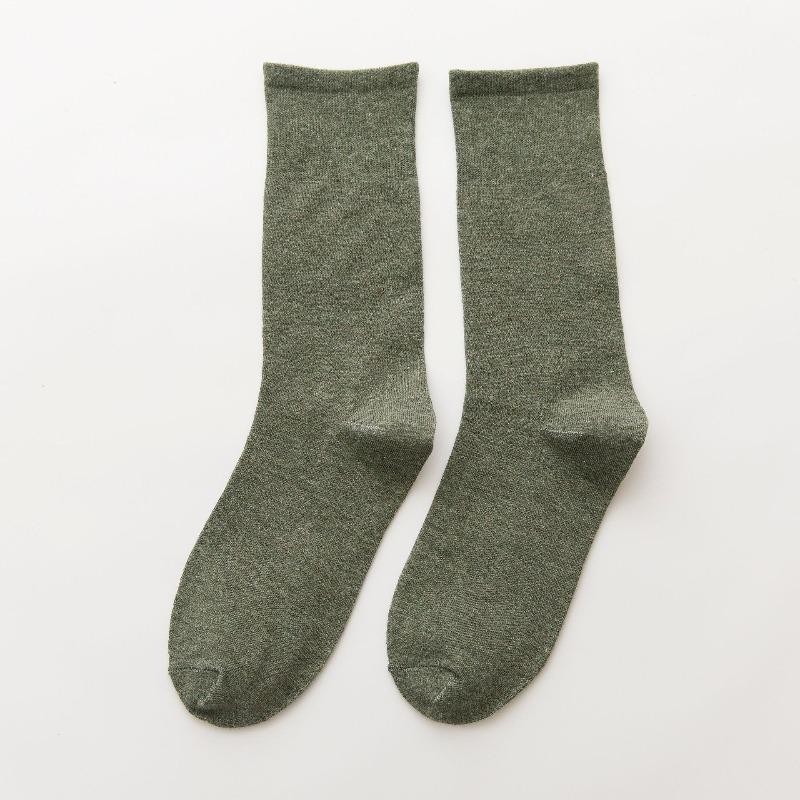 Female Autumn and Winter New Products Retro All Match Pure Color Cotton Tube Stack Socks