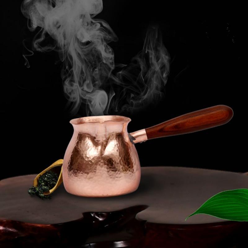 1Pc Pure Copper Vintage Boiling Tea Pot Home Use with Strainer Roasted Tea Canister Handmade Tea Separation Side Handle Pot