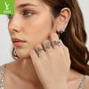 Vintage Feilong Ring Earrings Jewelry Set Personalized National Trend S925 Sterling Silver Open Ring
