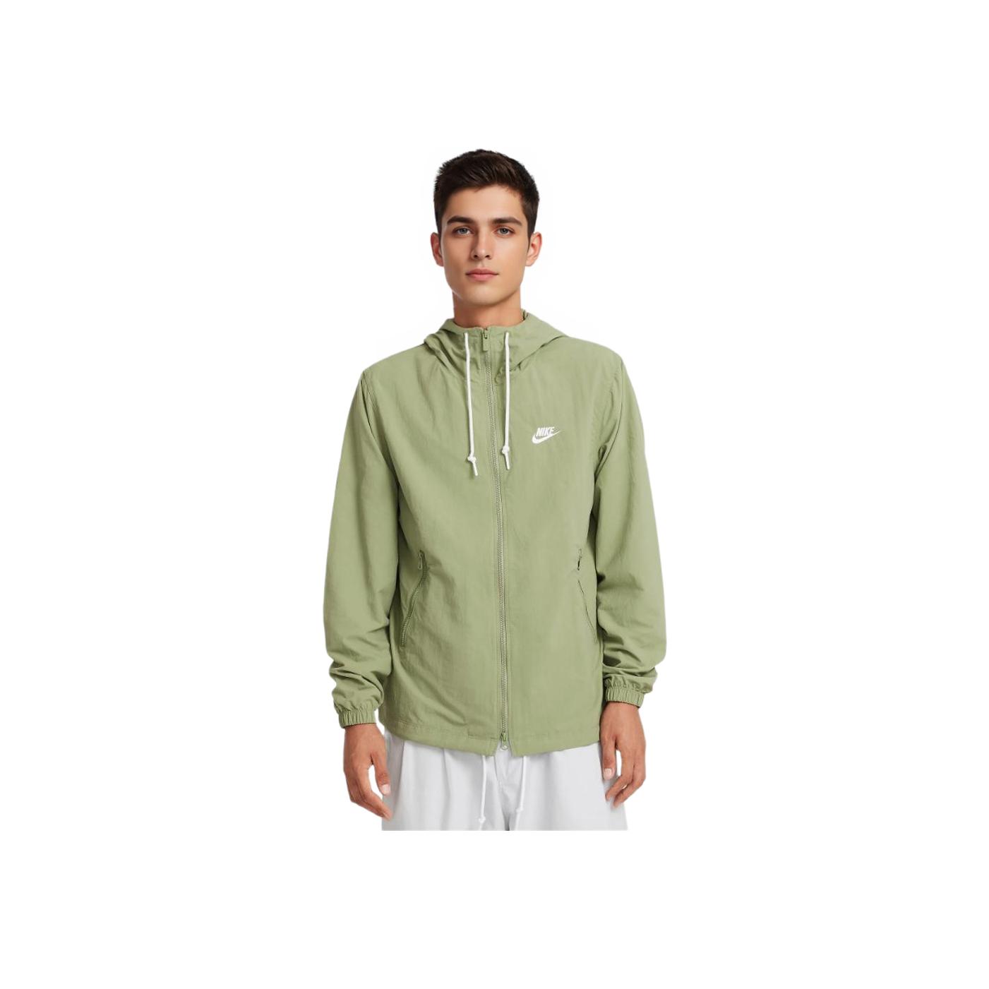 Nike Men's Green/White Club Woven Zip Comfort Breathable Running Jacket Jackets Oil- Fb7398-386 Cm