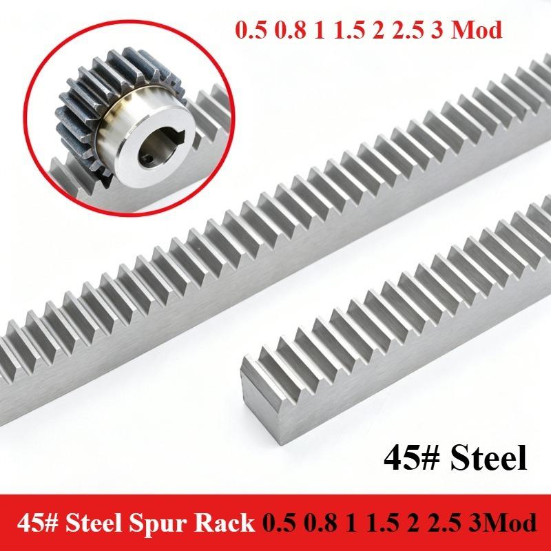 1pc 1M 1.5M 2M spur Gear Rack 1 1.5 2 Mod Straight Teeth Drive Rack 10x10 10x12 12x12 15x15 15x20 20x20 45# Steel 0.5Mod 5x5x300mm