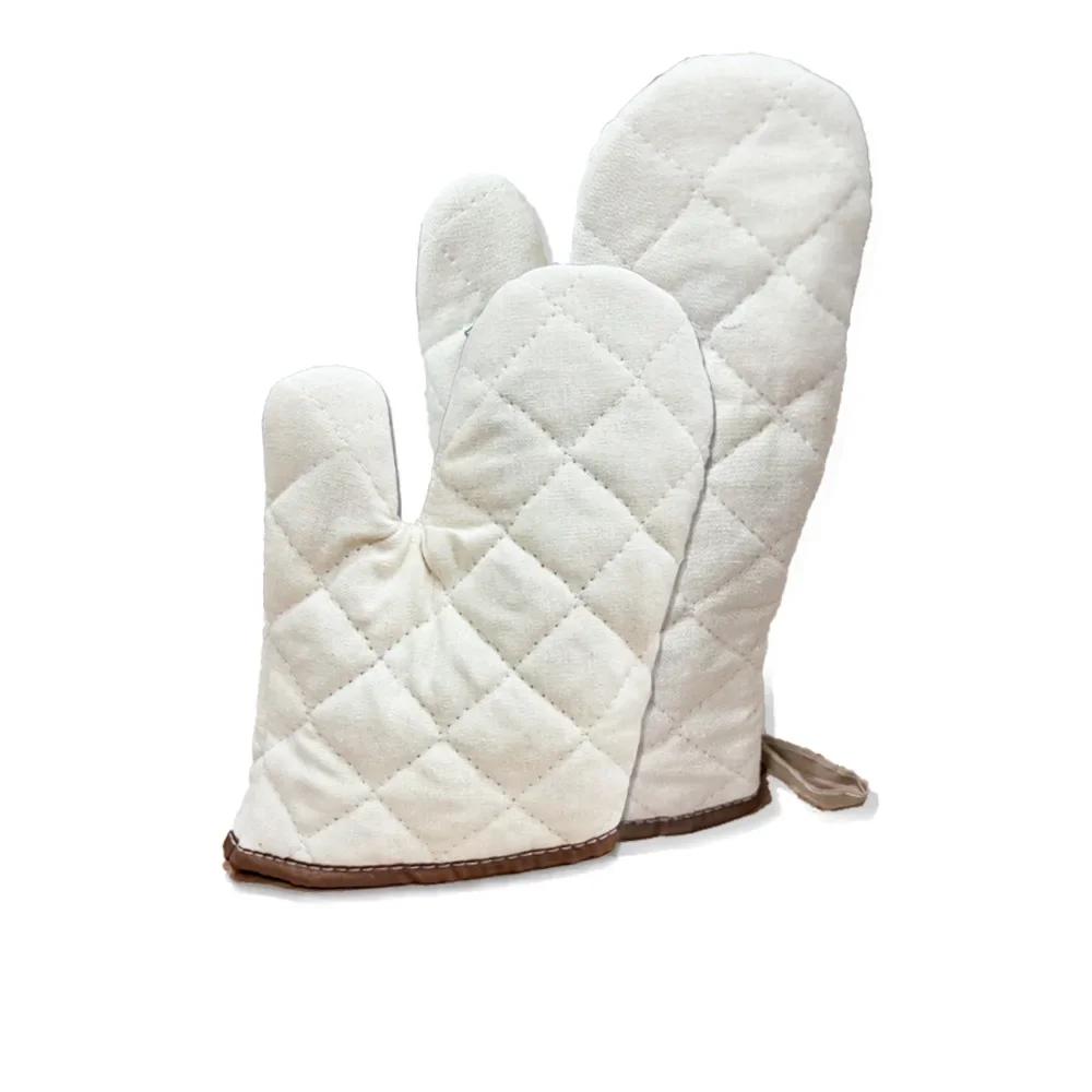 Extended Heat-Resistant Cotton Oven Gloves - Thickened for Kitchen, Microwave, Baking, and Anti-Scalding Protection