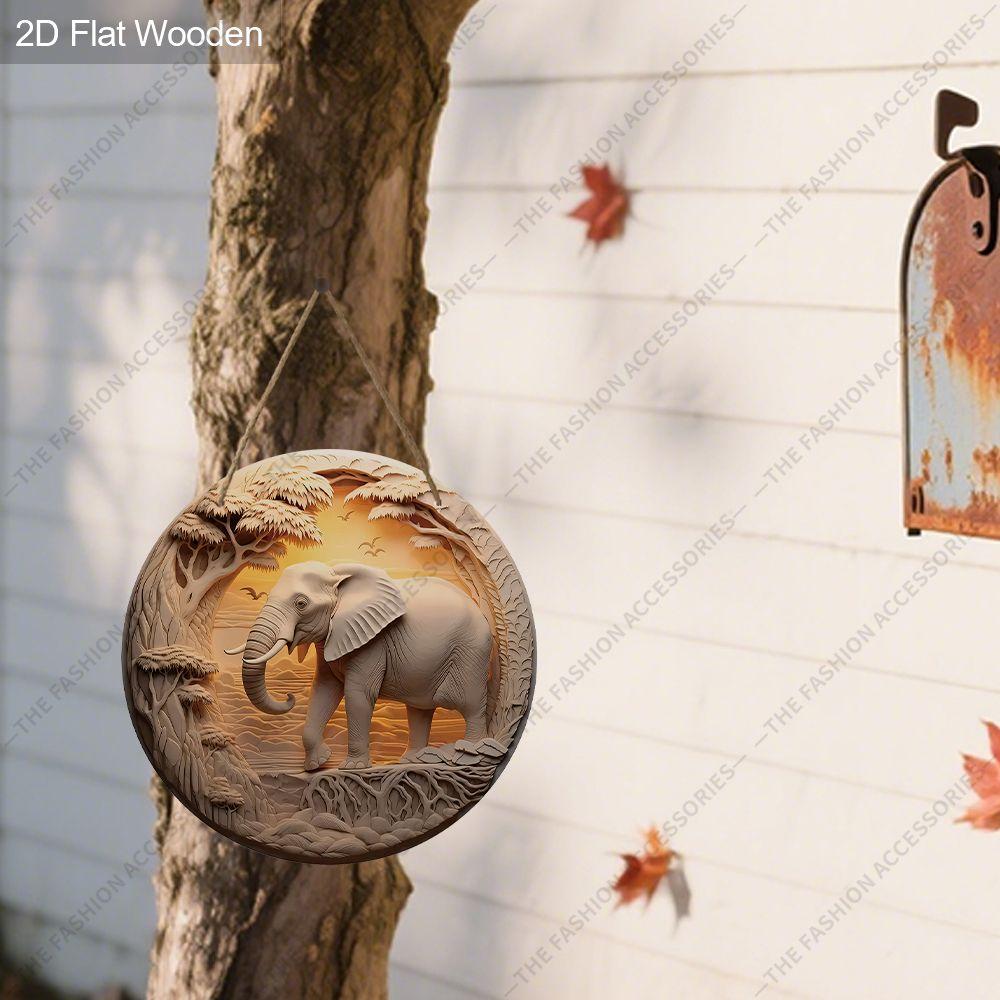 2D Flat Hanging Decorative Signs, Interior Wall or Door Decoration, Garden Decoration, Elephant Pattern, Interesting Gifts for Family and Friends