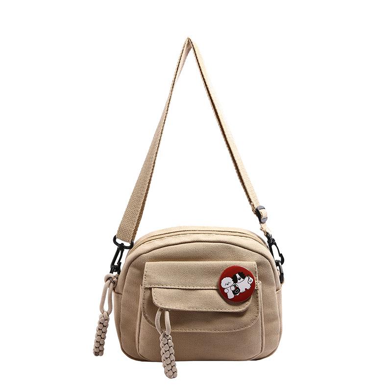 Canvas bag women's messenger bag 2025 new, trendy literary and versatile cute shoulder bag small bag