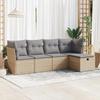VidaXL Garden Lounge Set with Cushions 5 Pcs Beige Wicker, Outdoor Sofa Set, Corner Sofa Set 3325265
