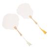 Handheld Fan Painting Kit Blank Paper Fan Tassel Pigments 2 Plastic Sticks Gloves Aprons Set for Crafters and Art