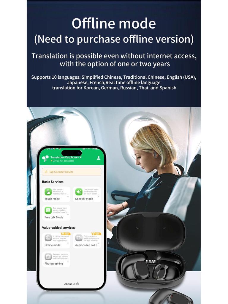 B66 Bluetooth Earphones with Real-time Two-way Translation