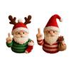 1/2/4Pcs Christmas Crocheted Santa Claus Ornament Handmade Knitted Yarn Middle Finger Santa Doll Xmas Holiday Party Decoration