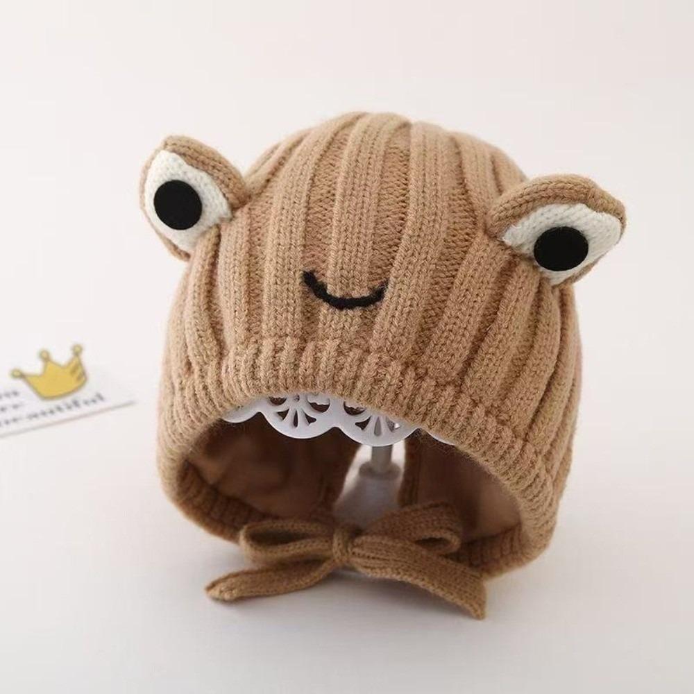 

Windproof Pullover Cap Cute Frog Beanie Hat New Plush Knitted Cap Autumn and Winter хаки