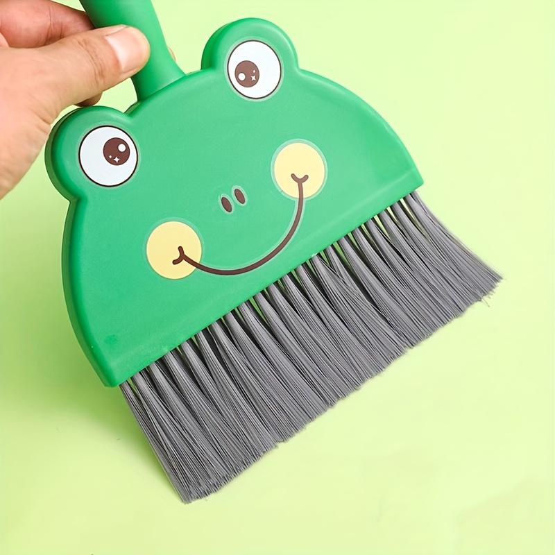 3pcs Cute Nimal Shaped Mini Broom , Dustpan Set , Bear, Rabbit, Frog/Bee, Sweeper with Bristle Brush , Pan Room, Small Spaces , Compact
