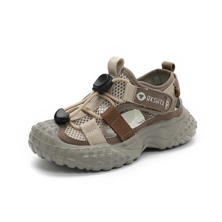 

Girls sandals 2025 new summer boys bag head sports shoes children s shoes breathable single mesh hollow river shoes 38 коричневий