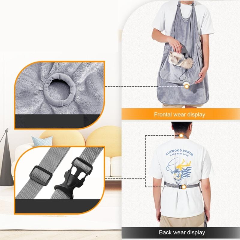 Hands Frees Cats Holder Hair Resistant Apron with Adjustable Strap Comfortable Breathable Carrying Bag for Pet