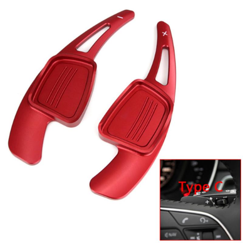 For A3 S3 A5 S5 2017 A4 B9 Q7 2015-2019 TT TTS 1 Pair Aluminum Car Steering Wheel Gear Shift Paddle Shifters Red Black