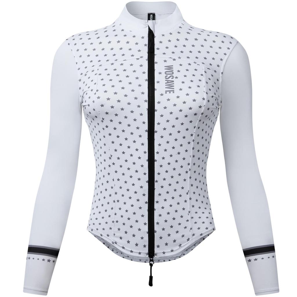 Wosawe Women Mountain Bike Road Cycling Slim Fit High Stretch Breathable Reflective Safety Design Long Sleeve Sports Cycling Shirt