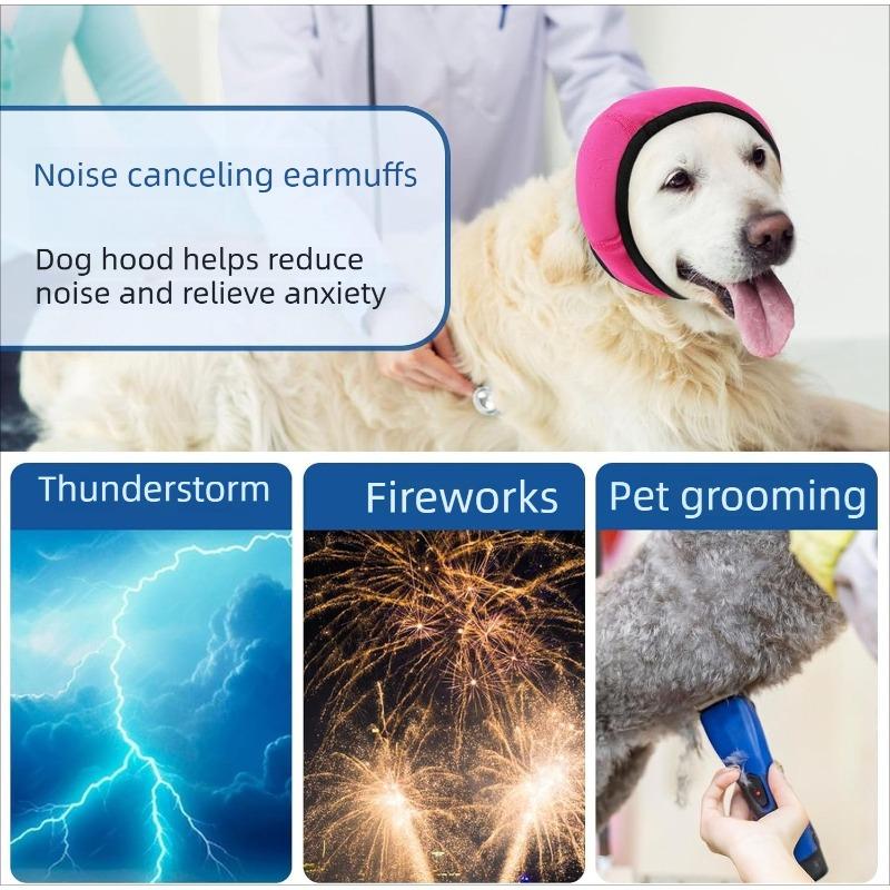 Waterproof Dog Ear Cover for Swimming Noise Cancelling Pet Headband for Anxiety Relief Anti Startle Calming Ear Hood for Small Medium Dogs
