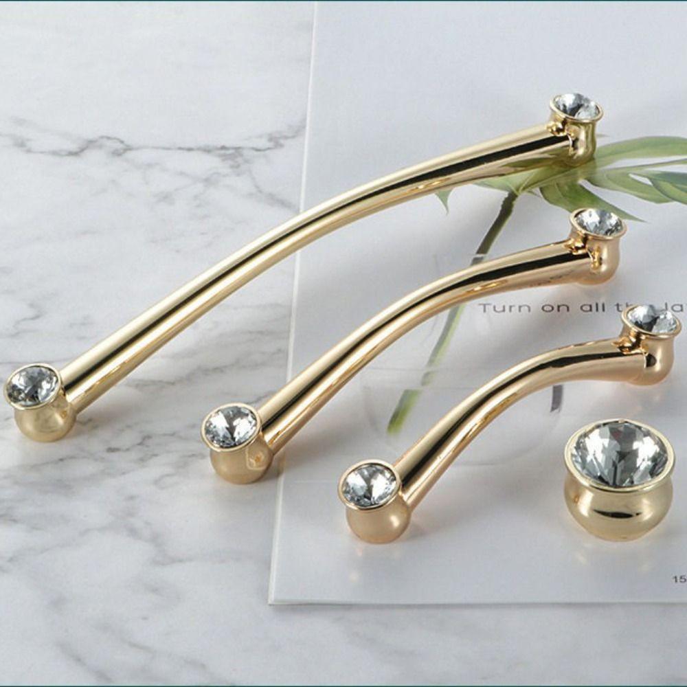 Gold Finish Cabinet Handles Zinc Alloy Wardrobe Handles Elegant Furniture Hardware Shoebox Storage