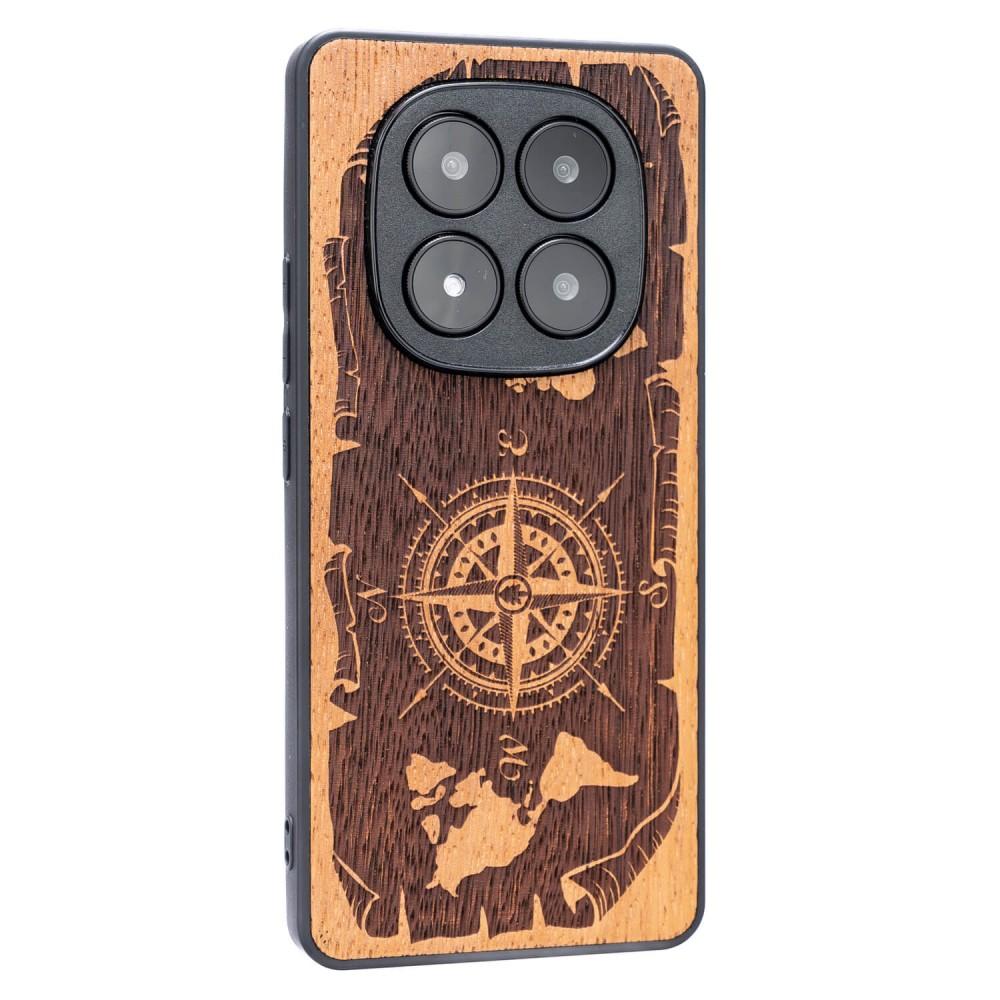 Bewood Wooden Case for Xiaomi Redmi Note 14 Pro Plus 5G Wind Rose Merbau
