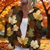 Women's fashionable maple leaf printed long-sleeved knitted cardigan with buttons
