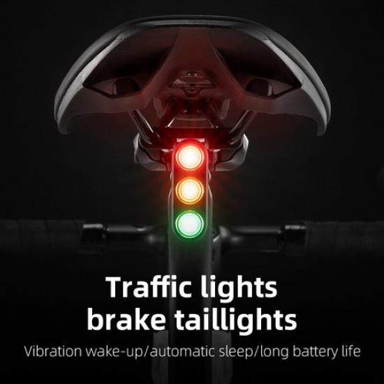 ROCKBROS Waterproof Bicycle Bike Rear Light Brake Sensing 3 Colors Traffic Light