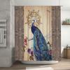 Peacock Shower Curtain Floral Birds Pattern Bathroom Decor Waterproof Fabric Vintage Nature Blue Teal Home Textile Room Divider