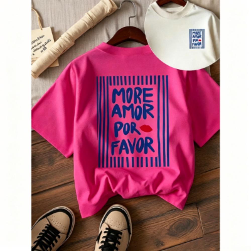 Summer Letter Red Lips Print Kids T-Shirts Fashion Street Short-Sleeve Outdoor Casual Tops for Boy and Girl's Tees Top